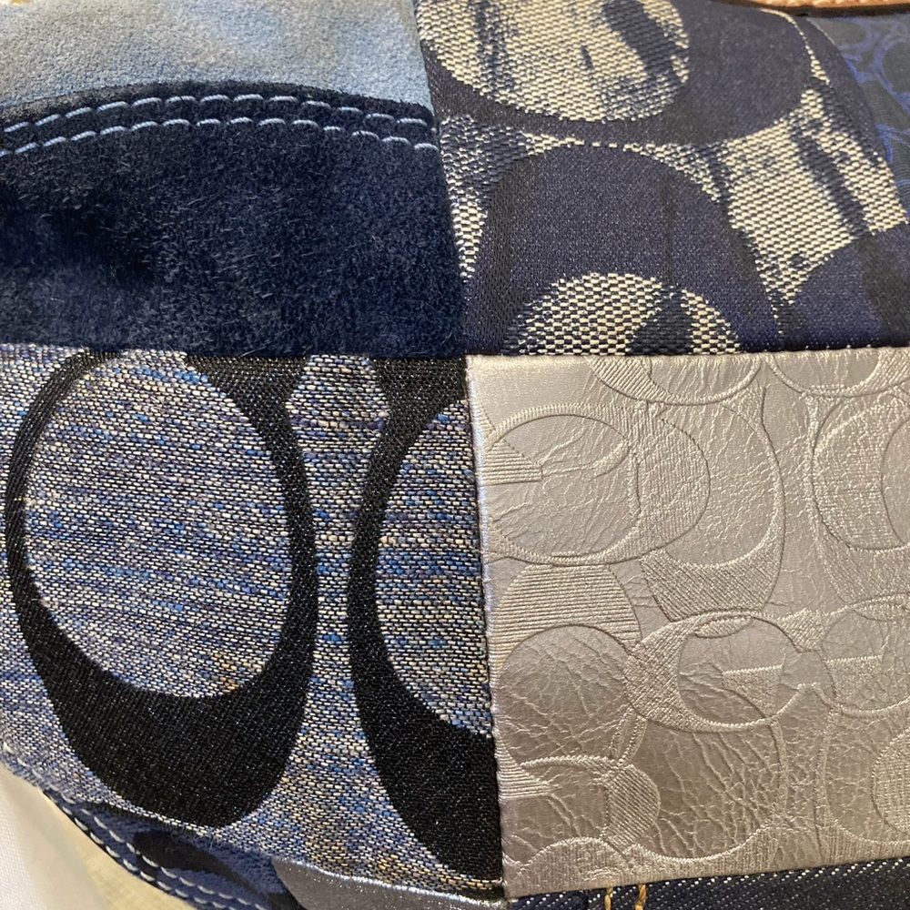 Coach Vintage Hobo Patchwork Blue Leather-Trim Shoulder Bag-No- B06S- 10019 - Picture 12 of 12